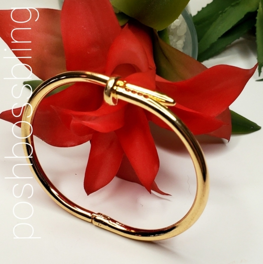 Gold Nail Bangle Bracelet